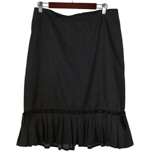 Weezi medium‎ dark blue grey skirt ruffle hem with lace Retro Rockabilly frill